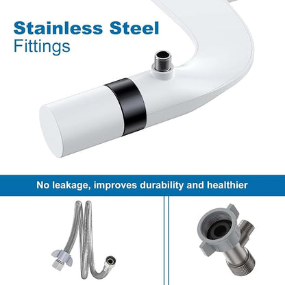 Bidet Attachment for Toilet Seat Water Pressure, Hygienic Bidets Attachment for Existing Toilets - Adjustable Fresh Water Pressure Dual Nozzle (Frontal & Rear Wash) Easy to Install,