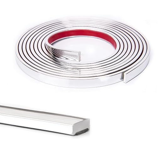 Art3d 10 ft Peel and Stick Flexible Vinyl Molding Trim, Stainless Steel | Durable, Waterproof, Oil-Proof, Superior Adhesive, Useful, Easy to Clean, Ideal for Mirror Edges, Accent Walls, Backsplashes