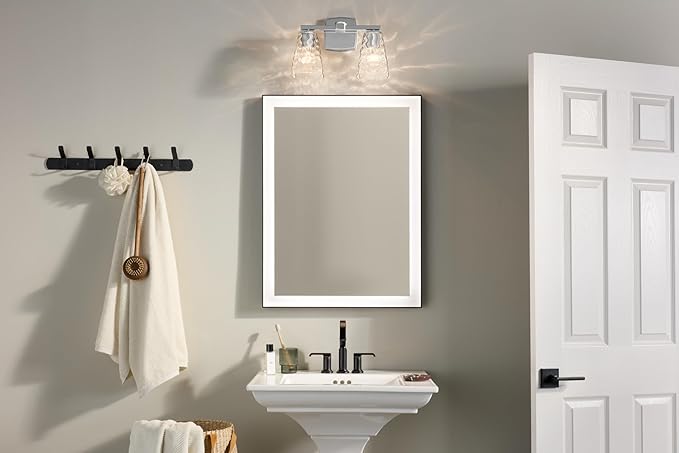 Kichler Marant 14.25" 2-Light Vanity Light with Clear Water Glass in Chrome, for Bathroom, Powder Room, Over a Mirror, (14.25" W x 9.5" H), 55215CHWTR