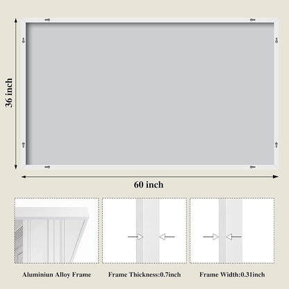 Koonmi White Rectangle Wall Mirror, 36x60 Inch Bathroom Mirror, Aluminum Frame Vanity Mirror for Entryway, Living Room, Bedroom Bathroom, Hangs Horizontally or Vertically
