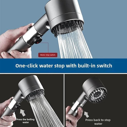 Shower Drops Head Filtered Showerhead With Five Filters,Filtered Shower Head With Handheld,High Pressure Turbo Showerhead,Reusable,Adjustable Settings With Hose4-piece set abc
