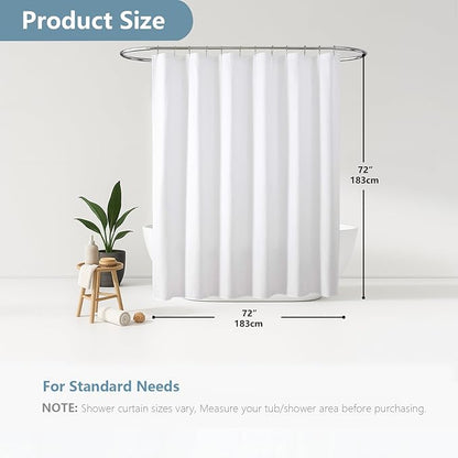 OVZME Berry White Shower Curtain, Embossed Textured Fabric Shower Curtain for Bathroom - Soft Cloth & Hotel Spa Luxury, Water Repellent, Machine Washable Shower Curtain, 72X72, White