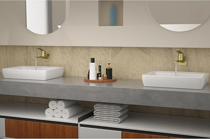 Modern Wall Mount Bathroom Faucet –Brushed Gold,Solid Brass Single Handle with Flip Aerator (2 Flow Modes), Rough-in Valve for Concealed Installation
