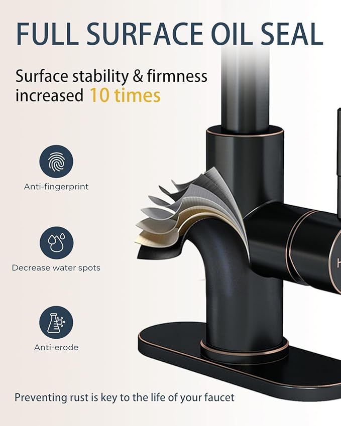 Fransiton Bathroom Faucets, Bar Sink Faucet Single Hole for Bathroom Kitchen Campers with Deck Plate Outdoor Faucet Vessel Farmhouse Vanity Lavatory (Matte Black - Pull Sprayer - A)