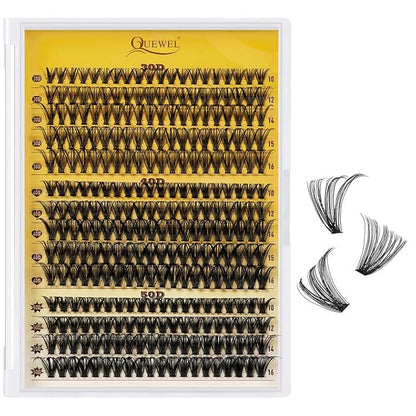 QUEWEL Lash Clusters, Cluster Lashes 30D+40D+50D Eyelash Clusters D Curl | Individual Lashes 10-16mm Cluster Eyelash Extensions Create Kinds of Beauty Look (DH-30D+40D+50D)