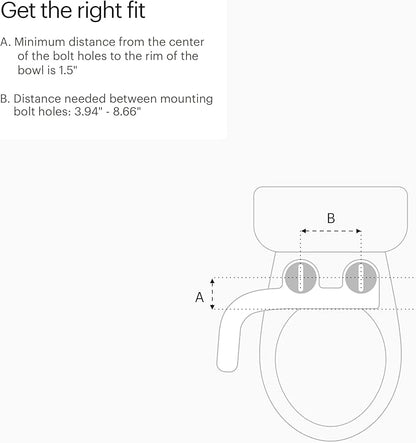 Brondell Fresh Spa Adjustable, Bidet Attachment FSA-15 for Toilet Seats with Adjustable Single Nozzle, Side Arm Control, Thin Profile, White (Ambient Temperature)