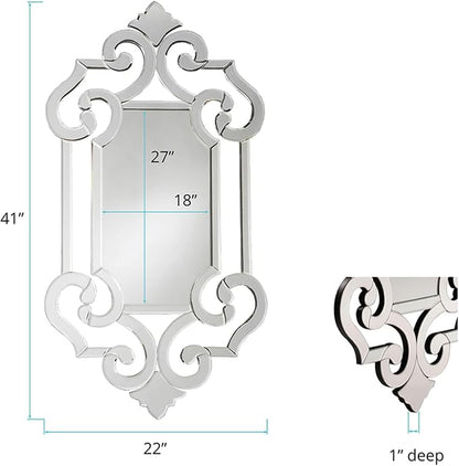 Small Clarice Rectangular Venetian Wall Hanging Mirror, 41 x 22 Inch