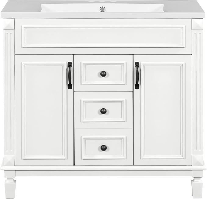 Merax 36" Bathroom Vanity with Sink Combo, Wood Freestanding Storage Cabinet Set W/2 Soft Closing Doors and 2 Drawers