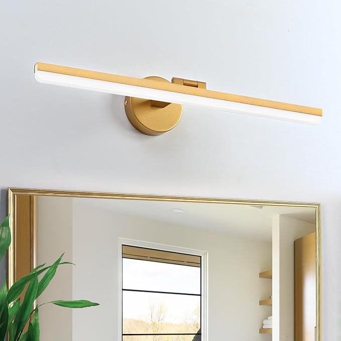 Modern Gold Bathroom Vanity Light Fixtures - 24inch Rotatable LED Vanity Lights for Modern Bathroom Wall Sconce Lighting (White Light 6000K)