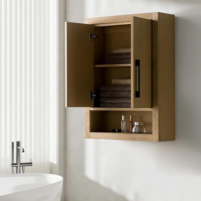 Vanity Art 24 inch Bathroom Vanity with Storage Cabinet & Shelves, Storage Cabinet with Soft-Closing Doors, VA90-TC-NO-GB1