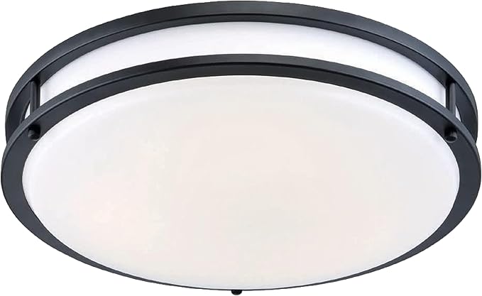 Designers Fountain Flush Mount Ceiling Light, 16 Inch Round LED DC Plastic Lighting Fixture Kitchen, Bedroom, Bathroom, and Hallway, Dimmable, 1800 Lumens, 3000K/4000K/5000K, Bronze, EV1416C3C-34