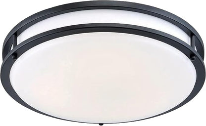 Designers Fountain Flush Mount Ceiling Light, 16 Inch Round LED DC Plastic Lighting Fixture Kitchen, Bedroom, Bathroom, and Hallway, Dimmable, 1800 Lumens, 3000K/4000K/5000K, Bronze, EV1416C3C-34