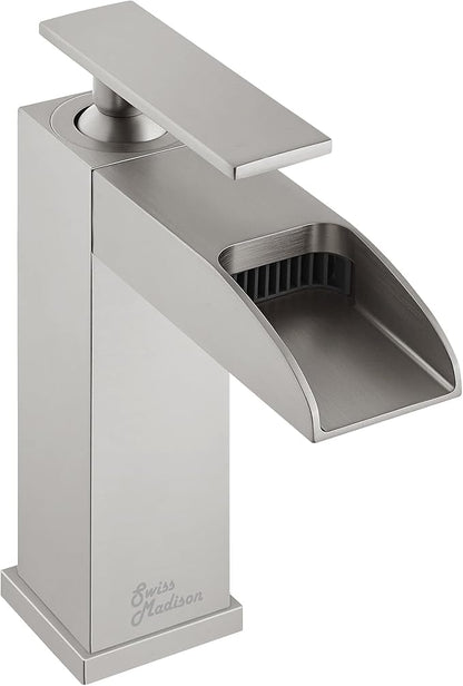 Concorde Single Hole, Single-Handle, Waterfall Bathroom Faucet in Brushed Nickel