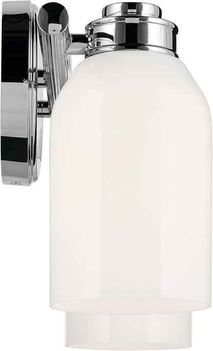 Kichler Shae 15" 2-Light Vanity Light with White Opal Glass in Chrome, for Bathroom Vanity, Powder Room, Over a Mirror, (15" W x 9" H), 55201CH