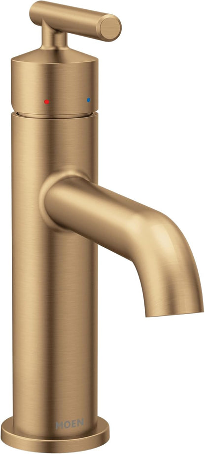 Moen Gibson Bronzed Gold One-Handle Single Hole Modern Bathroom Sink Faucet with Optional Deckplate, 6145BZG