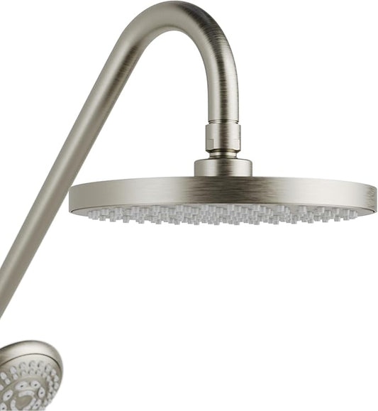 PULSE ShowerSpas Kauai III Brushed Nickel Rain Shower Head with Handheld Spray - 1.8 GPM, 8" Showerhead, 5-Function HandShower, Adjustable Slide Bar - Shower Heads with Handheld Spray Combo