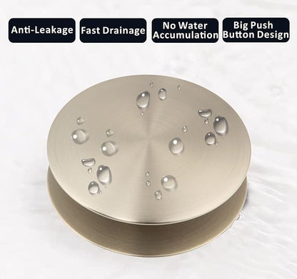Universal Bathroom Sink Drain Stopper, Fits Most Pop-Up Drains for Vessel Sink Lavatory Vanity, Sink Drain Strainer with Detachable Hair Catcher, Tested by Plumber in US (Brushed Nickel)