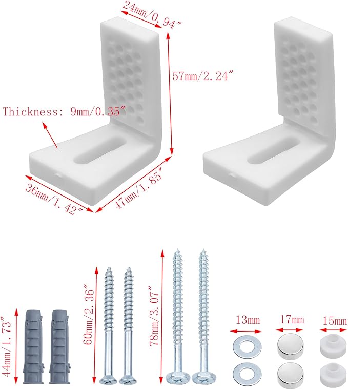 2 Set Toilet Seat Bolts, Small Size | Plastic, L-Shaped Mounting Bracket with Screws, Toilet Seat Screws, Bathroom Replacement Parts Accessories