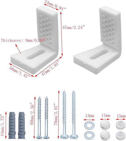 2 Set Toilet Seat Bolts, Small Size | Plastic, L-Shaped Mounting Bracket with Screws, Toilet Seat Screws, Bathroom Replacement Parts Accessories