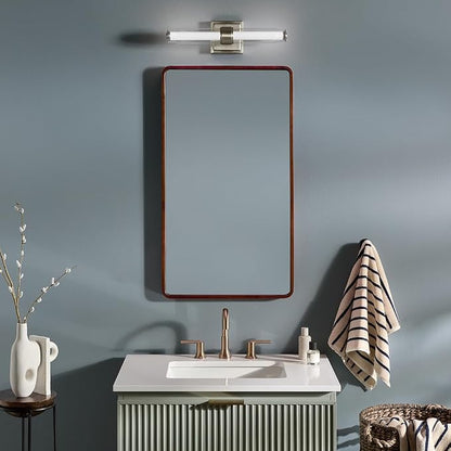 Kichler Laurene LED Bath Bar Light, Brushed Nickel | Linear vanity light with clear glass for mirrors and vanities (18.5" x 5"), 55237NILED