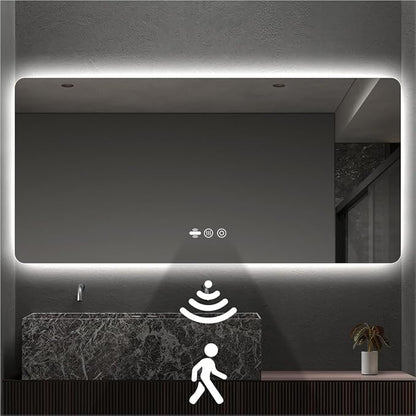 66" x 36" LED Bathroom Mirror with Lights - Motion Sensor | Smart Backlit Mirror, Anti-Fog, 3-Color Stepless Dimmable Lighted Mirror, Memory Function, Rounded-Corner Rectangle, CRI≥93