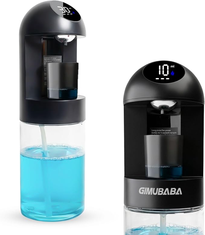 Upgraded Automatic Mouthwash Dispenser with 4 Dispensing Levels for Bathroom-GIMUBABA Smart Mouth Wash Dispenser Sets with 28.3 FL Oz Container,2 Cups & Wall Mount Accessories for Kids & Family(black)