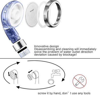 Nosame® Shower Head with Hose and Braket, Filter Filtration High Pressure Water Saving 3 Mode Function Spray Handheld Showerheads for Dry Skin & Hair | Filter Filtration High Pressure Water Saving 3 Mode Function Spray Handheld Showerheads with Hose Ho...