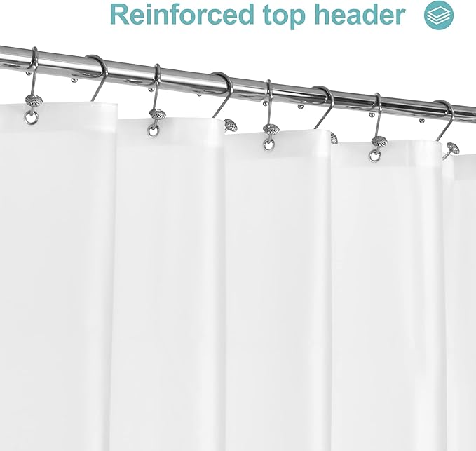 Mrs Awesome 70x60 Short Shower Curtain Liner Frosted | 3 Bottom Magnets,12 Rustproof Grommets,Water Proof Lightweight PEVA,70W x 60H for Bathroom Short Size