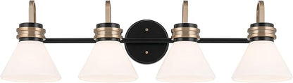 Kichler Farum 34" 4-Light Vanity Light with Opal Glass in Black, for Single or Double Vanity, Over a Mirror, Powder Room, Bathroom, (34" W x 9.5" H), 55156BK