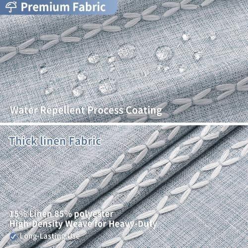 MitoVilla Blue Boho Fabric Shower Curtain, Modern Farmhouse Polyester Linen Shower Curtains for Vintage Rustic Bathroom Decor, Country Tassel Thick Cloth Shower Curtain, 72 x 72 (Pack of 2)