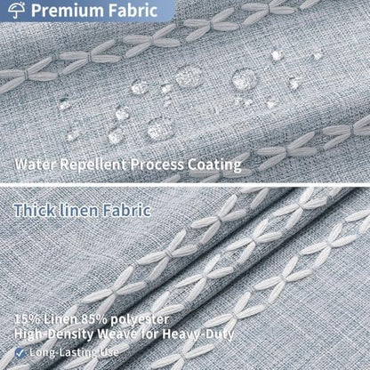 MitoVilla Blue Boho Fabric Shower Curtain, Modern Farmhouse Polyester Linen Shower Curtains for Vintage Rustic Bathroom Decor, Country Tassel Thick Cloth Shower Curtain, 72 x 72 (Pack of 2)