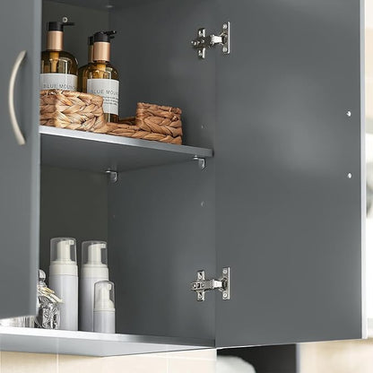 SoBuy Wall Cabinet Laundry Room, Medicine Cabinet for Bathroom Kitchen Garage,Floating Cabinet Hanging Storage with Adjustable Shelf, Grey FRG231-DG