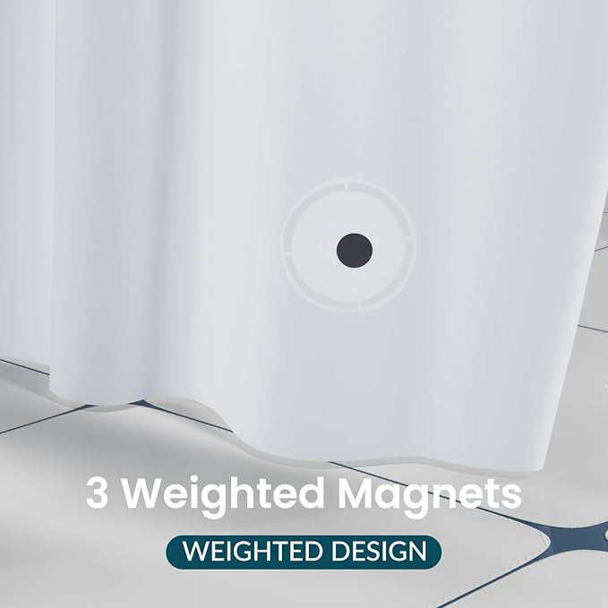 Titanker White Shower Curtain Liner, 60 x 72 PEVA Shower Liner Inside Shower Curtain Liner Washable Shower Curtains for Bathroom with Magnets and Rustproof Metal Grommet Holes