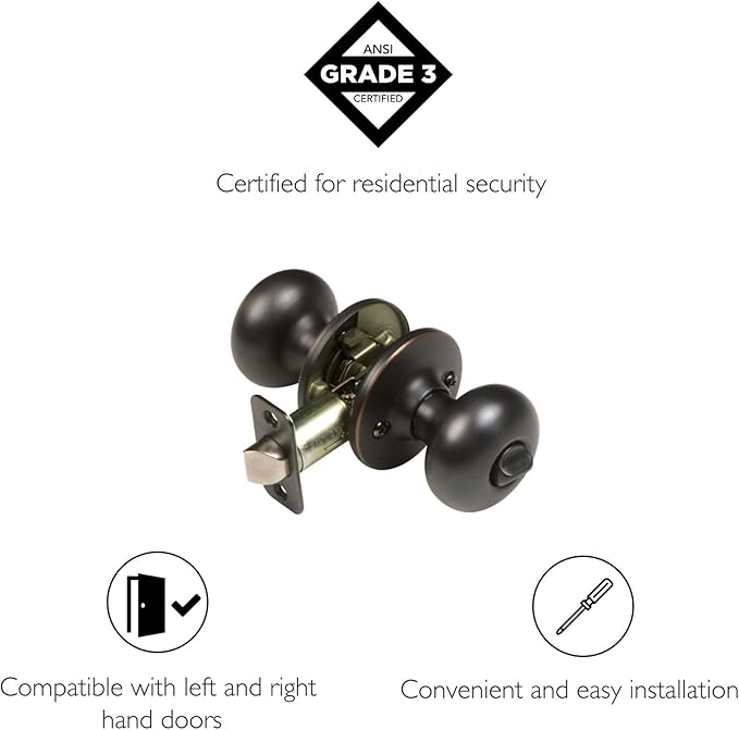 Design House 753459 Cambridge 2-Way Adjustable Privacy Door Knob, Oil Rubbed Bronze