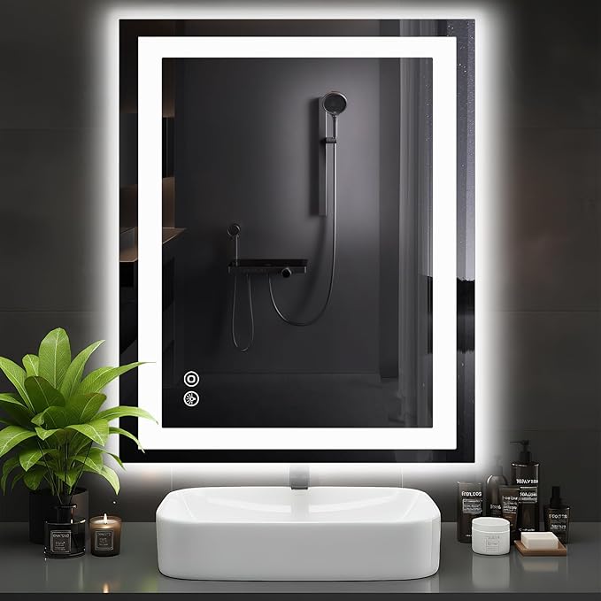 DUMOS 32.1"x40.1" LED Bathroom Mirror, Smart Anti-Fog Bathroom Vanity Mirror with 3 Color Temperatures, Dimmable, Memory Function