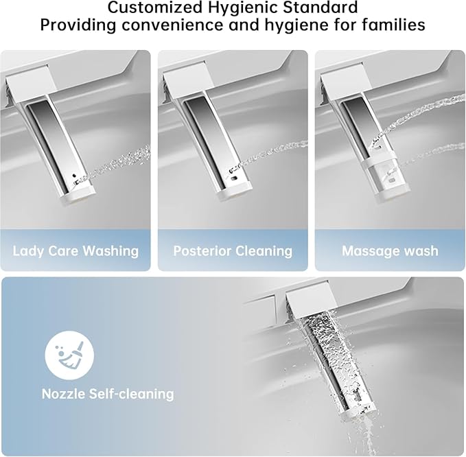 Smart Toilet with Bidet Built In, Foot Sensor Operation, Elongated Tankless Toilet with Automatic Flush, Dual Flush, Heated Bidet Seat for Bathrooms