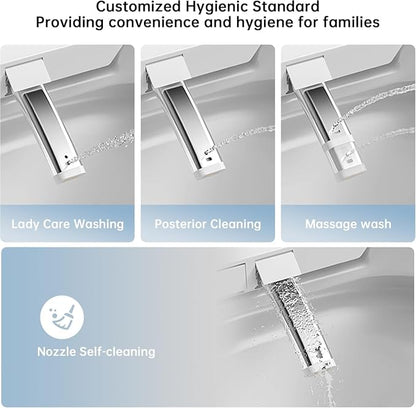 Smart Toilet with Bidet Built In, Foot Sensor Operation, Elongated Tankless Toilet with Automatic Flush, Dual Flush, Heated Bidet Seat for Bathrooms