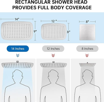 G-Promise 14 Inch All Metal Rain Shower Head with Handheld (Brushed Nickel) | Suits Every Height, Pause Mode Diverter, Massage Mode Handheld, Full Body Coverage, Easy to Install, Modern Bath Upgrade