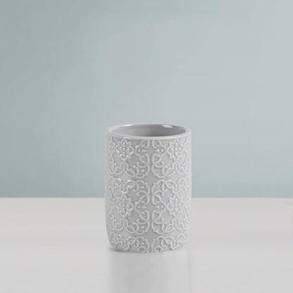 Martha Stewart Tara Bath Accessory Set Medallion, Grey | Coordinated Look for Bathroom, OEKO-TEX Certified