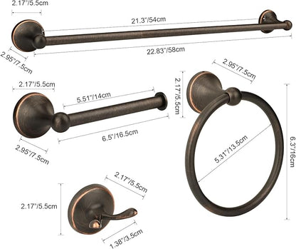 4 Piece Antique Bathroom Hardware Accessories Set Oil Rubbed Bronze,24 Inch Towel Bar Set,Towel Rack Set,Bathroom Towel Holder Set