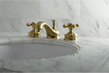Kingston Brass KS1167AX 8 in. Widespread Bathroom Faucet, Brushed Brass