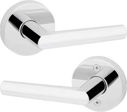 Kwikset Milan Interior Passage Door Handle, Lever For Closet and Hallway Doors, Reversible Non-Locking Handle Lever, Polished Chrome