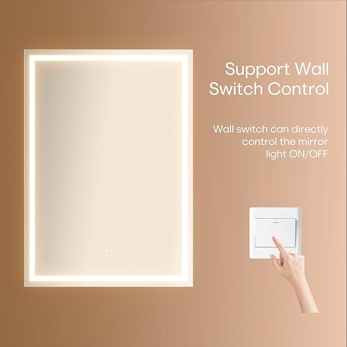28x20 LED Lighted Bathroom Medicine Mirror Cabinet with Sockets & USBs, Anti-Fog Dimmable Light and Color Adjustment, Easy to Install, Moisture-Resistant Wood