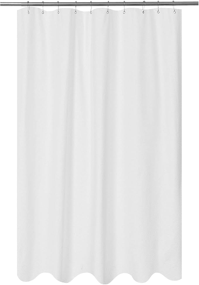 Embossed Microfiber Stall Shower Curtain Liner 54 x 72 inches, Soft Fabric Shower Curtain Washable and Water Repellent,54x72, White