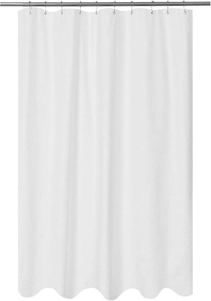 Embossed Microfiber Stall Shower Curtain Liner 54 x 72 inches, Soft Fabric Shower Curtain Washable and Water Repellent,54x72, White