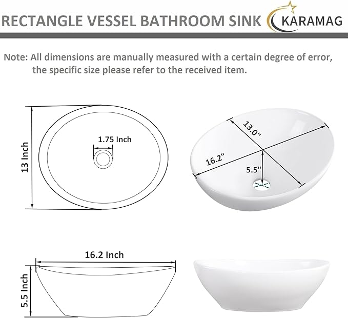 Oval Vessel Sink 16" x 13" Countertop Bathroom Sinks Modern Egg Shape Above Counter White Ceramic Small Sink Vessel Sinks for Bathrooms