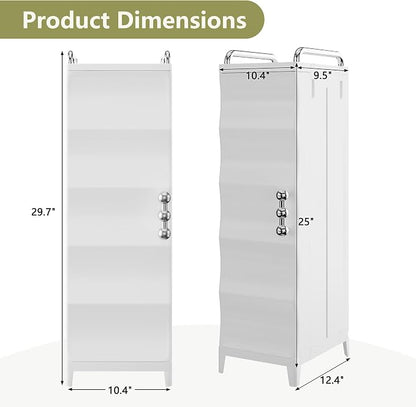 VECELO Narrow Storage Cabinet with Door, Slim Bathroom Storage Cabinet with Adjustable Shelves, for Small Spaces, Bathroom, Kitchen, Laundry, 29.7” H, White