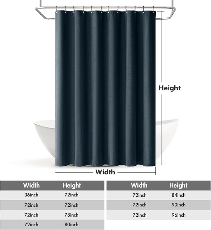 MIULEE Linen Fabric Shower Curtain Navy Blue W72*L72 12 Metal Hooks | Modern, Heavy Duty, Shower Curtain Set, Waterproof Thick Cloth Shower Curtains, Bathroom Bathtub, Washable