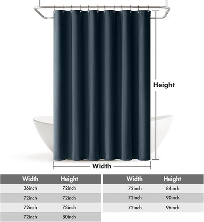 MIULEE Linen Fabric Shower Curtain Navy Blue W72*L72 12 Metal Hooks | Modern, Heavy Duty, Shower Curtain Set, Waterproof Thick Cloth Shower Curtains, Bathroom Bathtub, Washable