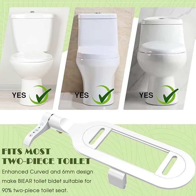 6mm Slim Bidet, Bidet Attachment for Toilet, Bidet Toilet Seat Sprayer Jet with Dual Nozzles Front & Back Washing for Women Men Easy Use Right Handle Non-Electric Fresh Cold Water Bidet